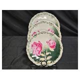 3 Weimar Rose & Gold Porcelain Bread Plates