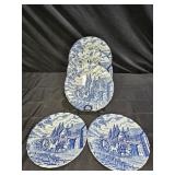 Myott Royal Mail Blue Stagecoach 5 Salad Plates