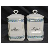 Vintage Victoria China Flour & Sugar Canisters