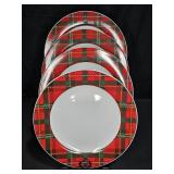 4 Gibson China Tartan Plaid Dinner Plates