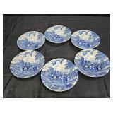 Myott Royal Mail Blue Stagecoach 6 Cereal Bowls