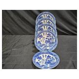 5 Blue Willow Flat Soup Bowls