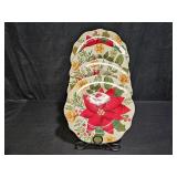 4 Target Home Scalloped Poinsettia Dessert Plates