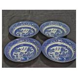 Churchill Blue Willow 4 Cereal Bowls