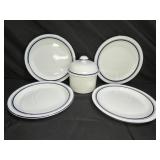 4 Dansk Christianshavn Blue Bread Plates & Sugar