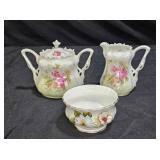 Porcelain Floral Creamer & Sugar + Xtra Sugar Bowl
