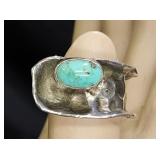 Hammered Sterling Silver & Turquoise Ring