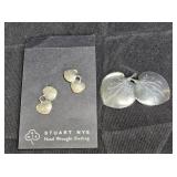 Stuart Nye Sterling Dbl Leaf Brooch & Earrings