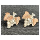 Vintage Taxco Sterling Grape Pierced Earrings