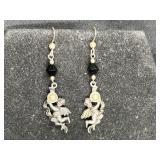 Sterling Silver Angel & Pearl Pierced Earrings