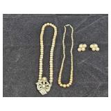 Faux Pearl Necklaces & Earrings