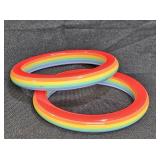 2 Vtg Layered Plastic Rainbow Bangle Bracelets