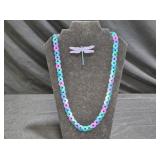 Purple Dragonfly Pin & Anodized Washer Necklace