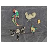 Peacock, Rooster, Owl Pins & More