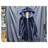 Dennis Basso Blue Faux Fur & Plush Zippered Jacket