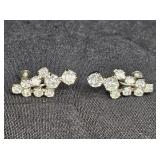 Vtg Clear Rhinestone Silver Tone Earrings