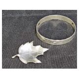 Stuart Nye Pine Bangle Bracelet & Leaf Brooch