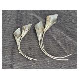 2 Stuart Nye Sterling Silver Calla Lilly Brooches