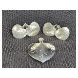 Stuart Nye Leaf Brooch & Dbl Galax Earrings