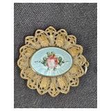 Antique Victorian Guillache Enamel Locket Pendant