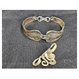 Silver Tone Ring & Bracelet Made from a Fork