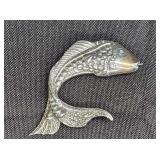 Vintage Sterling Silver Fish Brooch