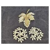 Vtg Coventry Maple Leaf Brooch & Metal Earrings