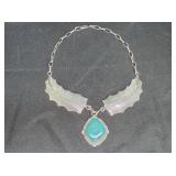 Vtg Native American Sterling & Turquoise Necklace