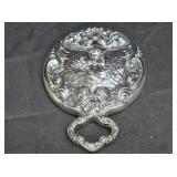 Antique Rare Art Nouveau Sterling Hand Mirror