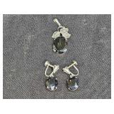 Sterling Silver & Hematite Pendant & Drop Earrings