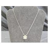 14K & Sterling Silver Dogwood Pendant & Chain
