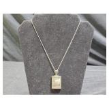 Sterling Silver Agate Pendant w/ 925 Box Chain