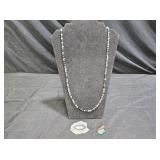 Obsidian Necklace, Geode Pin, & Agate Pendant