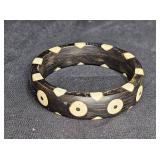 Horn Bangle Bracelet with Inlaid Bone