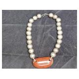 Sterling Silver & Red Jasper Necklace