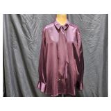 New Lauren by Ralph Lauren Wine 100% Silk Blouse