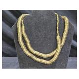 Vtg Tribal Coil Tubulare Stacked Brass Necklace