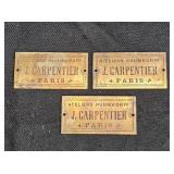 3 ATQ Brass Merch Tags Ateliers Ruhmkorff
