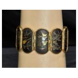 Vtg Amita Shakudo Damascene 10-Panel Bracelet