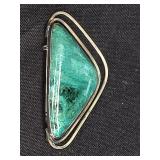 Large Abstract Turquoise Brooch Pendant
