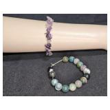 2 Natural Stone Bead & Chips Bracelets