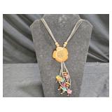 Unicef Hand Made Leather Floral Necklace w/ Beads
