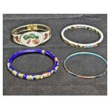4 Vintage Cloisonne Bangle Bracelets