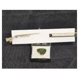 2 Gold Tone Tie Clips & Amway Tie/Lapel Pin