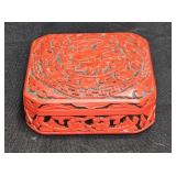 Chinese Hand Carved Cinnabar Trinket Box
