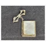 Sterling Boro MOP Square Photo Book Locket Brooch