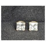 Sterling Silver & CZ Post Earrings