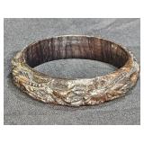 Vintage Ornately Carved Wooden Bangle Bracelet