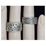 2 Sterling Silver Ornate Band Rings