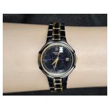 Vintage Pulsar Ladies Black & Gold Tone Watch